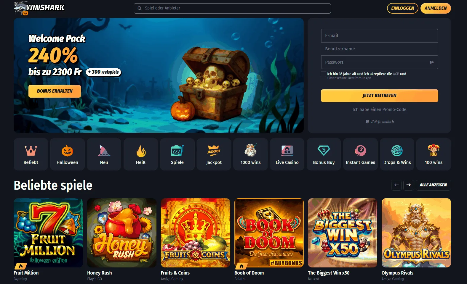 Winshark Online Casino Winshark Casino Bonus